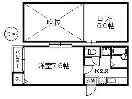 ポラリスひなぎく 75(1K/2階)の間取り写真