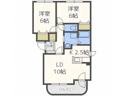 スフィア伏見(2LDK/3階)の間取り写真