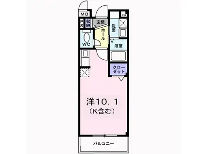 アグレイア(ワンルーム/2階)の間取り写真