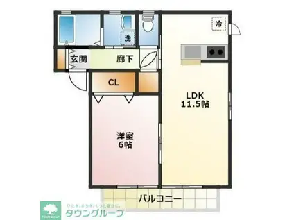 グランシードアルプス2号館(1LDK/2階)の間取り写真