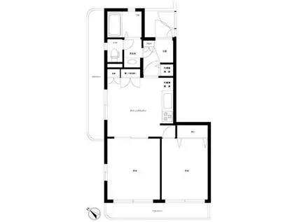 平塚ダイカンプラザII号館(2DK/2階)の間取り写真