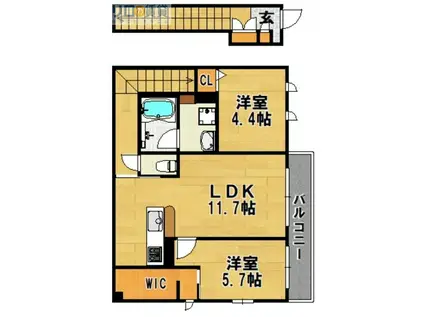 シャーメゾン プレミアコート(2LDK/2階)の間取り写真