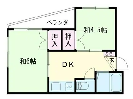 コーポタケオ(2DK/2階)の間取り写真