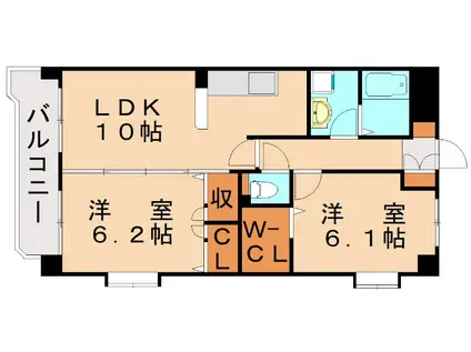 ボーフェン ドゥリー(2LDK/4階)の間取り写真