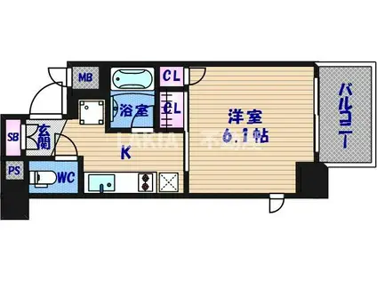 ル・パルトネール天王寺真田山(1K/7階)の間取り写真