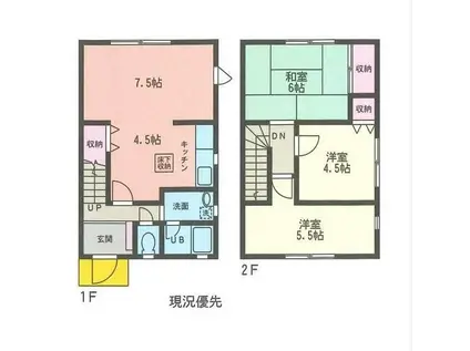 ヴィラスクエアN棟(3LDK/2階)の間取り写真