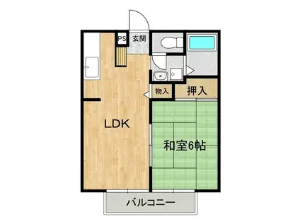 ビューライン笠原(1LDK/1階)の間取り写真
