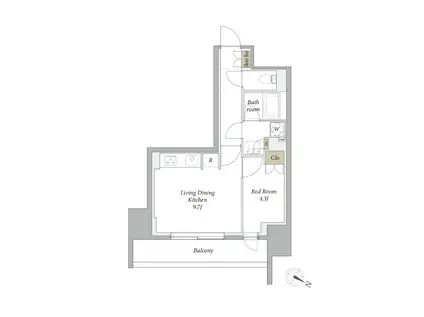 プライムメゾン用賀砧公園(1LDK/4階)の間取り写真