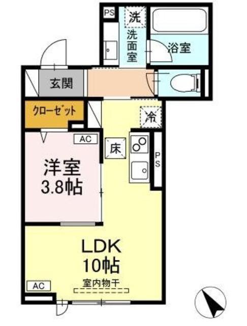 D-PRECIOUS立川高松町(1LDK/1階)の間取り写真