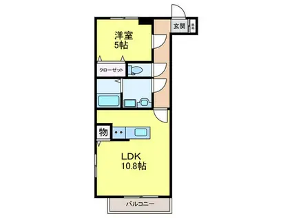 ルバート東住吉(1LDK/3階)の間取り写真