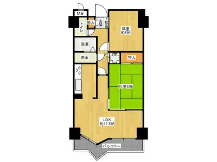 ふぁみーゆ寝屋川セントラルパークA棟(2LDK/5階)の間取り写真