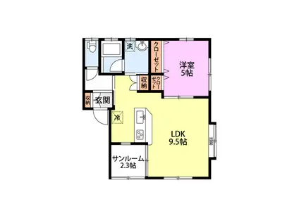 ファミール・ラテA棟(1DK/1階)の間取り写真