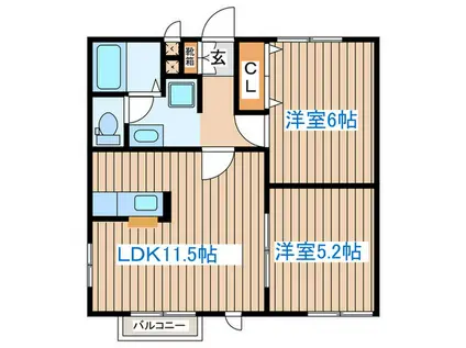 ボナールさかえ(2LDK/1階)の間取り写真