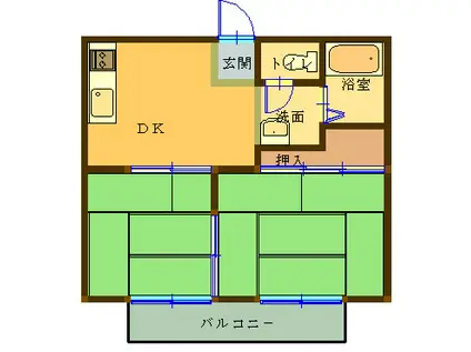 中島ハイツI(2DK/2階)の間取り写真