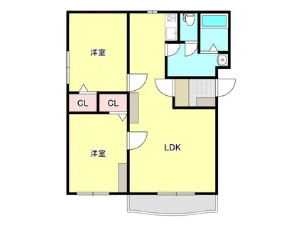 ピュアライフ結城 B棟(2LDK/3階)の間取り写真