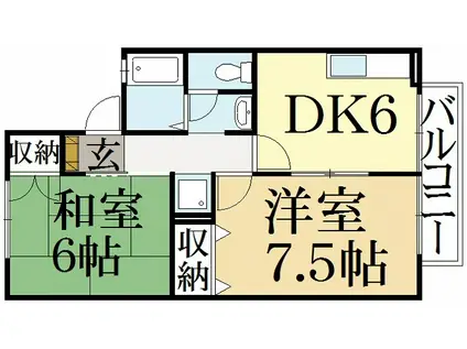 シャトー山翠(2DK/2階)の間取り写真