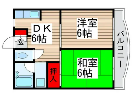 ガーデンビレッジ(2DK/3階)の間取り写真