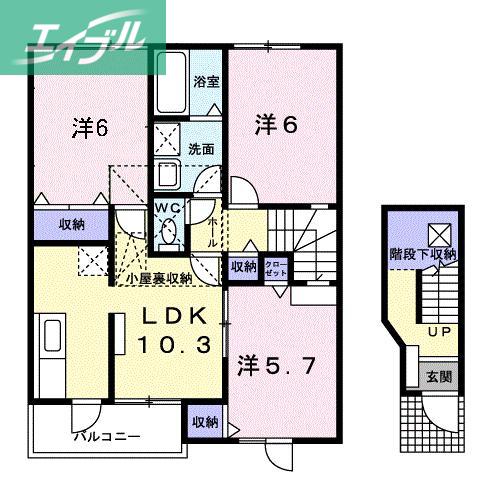 ウィスティリアA(3LDK/2階)の間取り写真