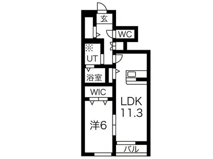 プラムツリーB棟(1LDK/1階)の間取り写真