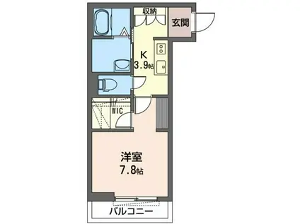 RINDO I(1K/2階)の間取り写真