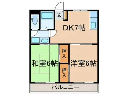 プレジデントマンション(2DK/3階)の間取り写真