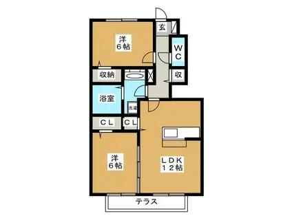 メゾン・フォンテーヌ(2LDK/1階)の間取り写真