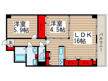 ラ・アミスタ武蔵浦和(2LDK/1階)の間取り写真