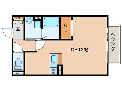 カーサ奈良町Ⅱ(ワンルーム/2階)の間取り写真