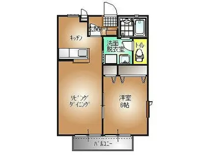 ディアコート B(1LDK/2階)の間取り写真