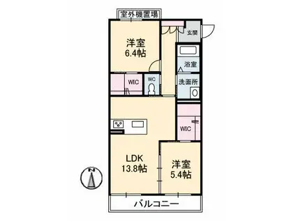 シャーメゾン丸亀(2LDK/2階)の間取り写真