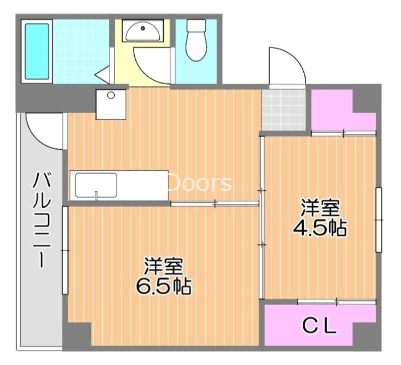 ヴィラナリー国ケ原 1号棟(2K/3階)の間取り写真