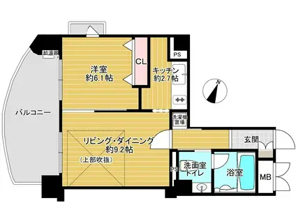 モモビル(1LDK/7階)の間取り写真