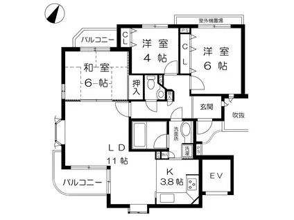 ファミーユ御影いずみ(3LDK/3階)の間取り写真