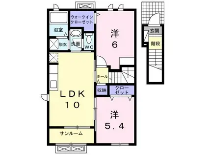 ライザII(2LDK/2階)の間取り写真