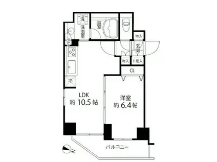 麻布十番レジデンス(1LDK/8階)の間取り写真