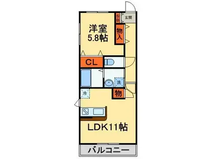 URBAN COMFORT(1LDK/2階)の間取り写真