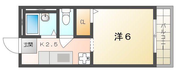 アネックス北巣本(1K/2階)の間取り写真