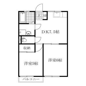 サンリバー(2DK/2階)の間取り写真