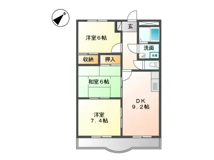 エランドール(3DK/1階)の間取り写真