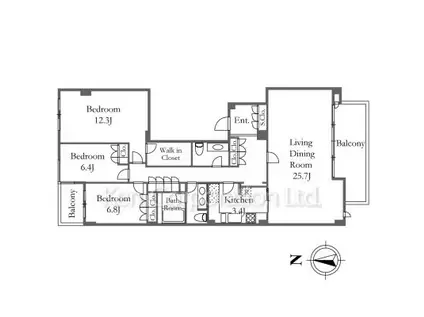 駒沢ガーデンハウス(3LDK/3階)の間取り写真