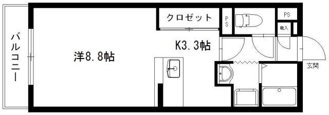 バンテージおりど(1K/3階)の間取り写真
