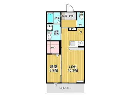 レジデンスちはる(1LDK/2階)の間取り写真