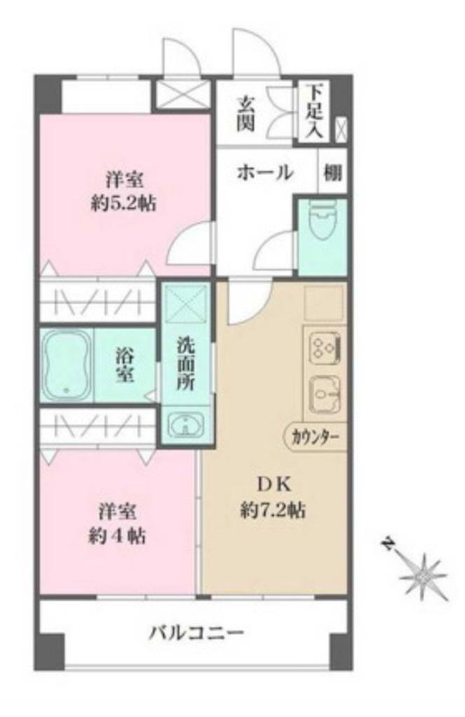 アビオン中野坂上(2DK/3階)の間取り写真