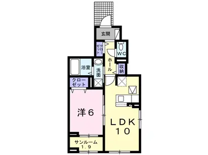 カエラ・シェリ(1LDK/1階)の間取り写真
