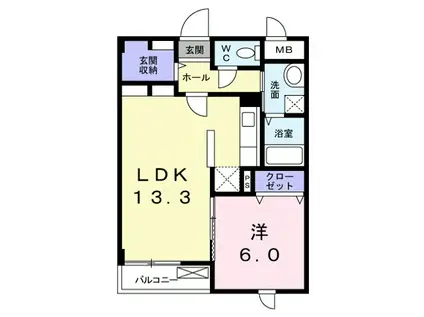 グランシェーネ(1LDK/1階)の間取り写真