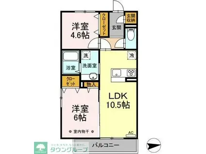ソレイユC(2LDK/2階)の間取り写真