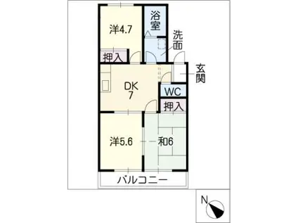 メゾンポアールAB(3DK/1階)の間取り写真