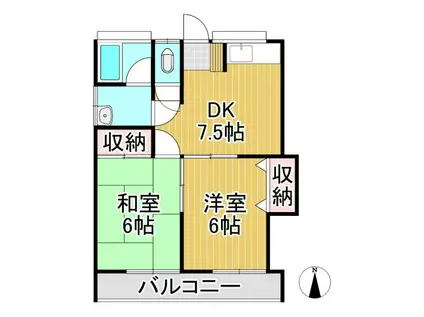 コスモスハイツ(2DK/2階)の間取り写真