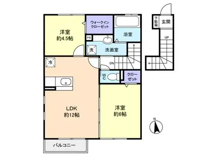 クオリタ・ルル(2LDK/2階)の間取り写真