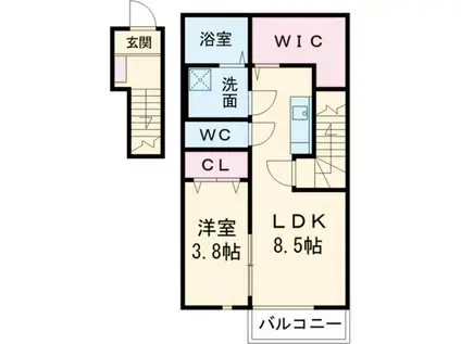 ヴィクトワールさやか(1LDK/2階)の間取り写真